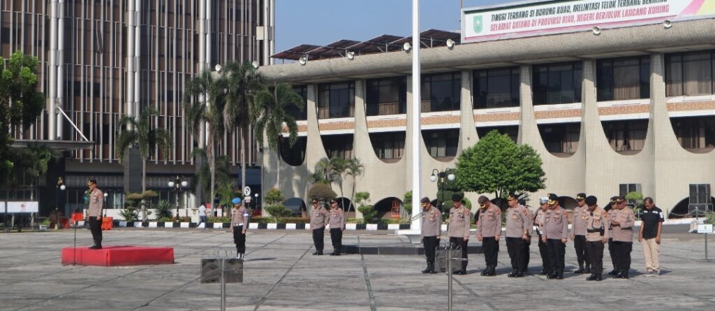 Polresta Pekanbaru Gelar Apel Kesiapan Pengamanan Aksi Unjuk Rasa GSRP TNTN dan Laskar Melayu Riau