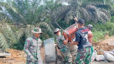 Kodam XIX/Tuanku Tambusai Percepat Pembangunan Jembatan Gantung Garuda Tahap III, Pengecoran Pilar Jadi Fokus Utama
