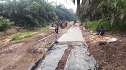 Bersama TNI, Warga Bergotong Royong Wujudkan Akses Jalan Mulus Lewat Semenisasi TMMD Ke-130 Kodim 0314/Inhil
